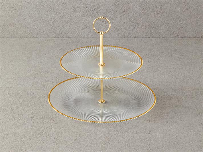 Graceful Shapes Sticlă Platouri De Servit Pe Niveluri 21+28 cm Gold