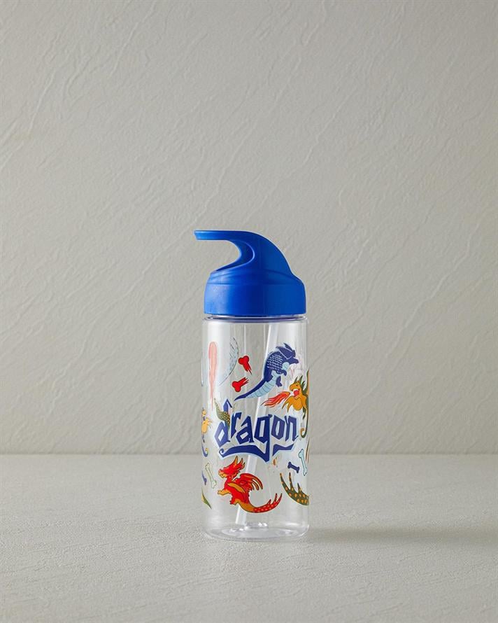 Sticlă pentru copii, Ejderha, 500 ml, tritan, bleu