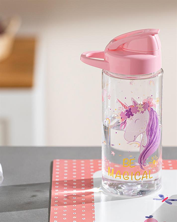 Sticlă pentru copii, Unicorn, 500 ml, tritan, roz