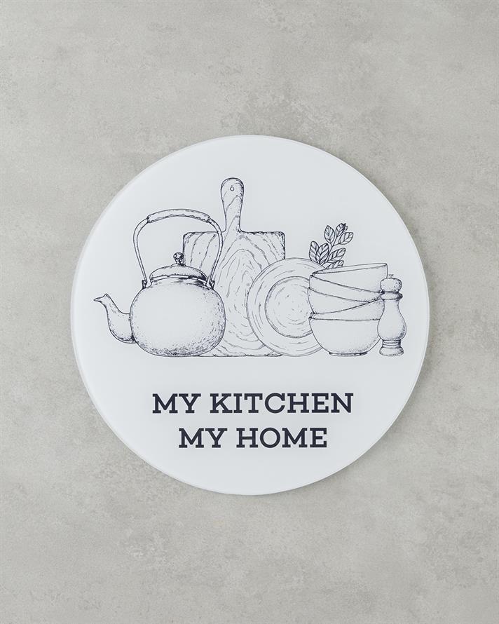 Home Chef Sticlă Placă De Tocat 33 cm Alb