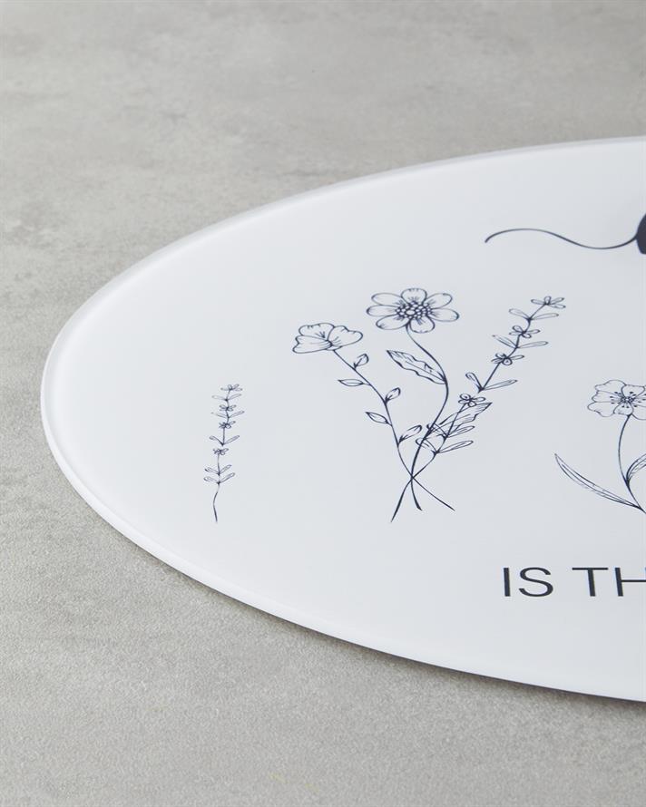 Floral Home Sticlă Placă De Tocat 38x28 cm Alb