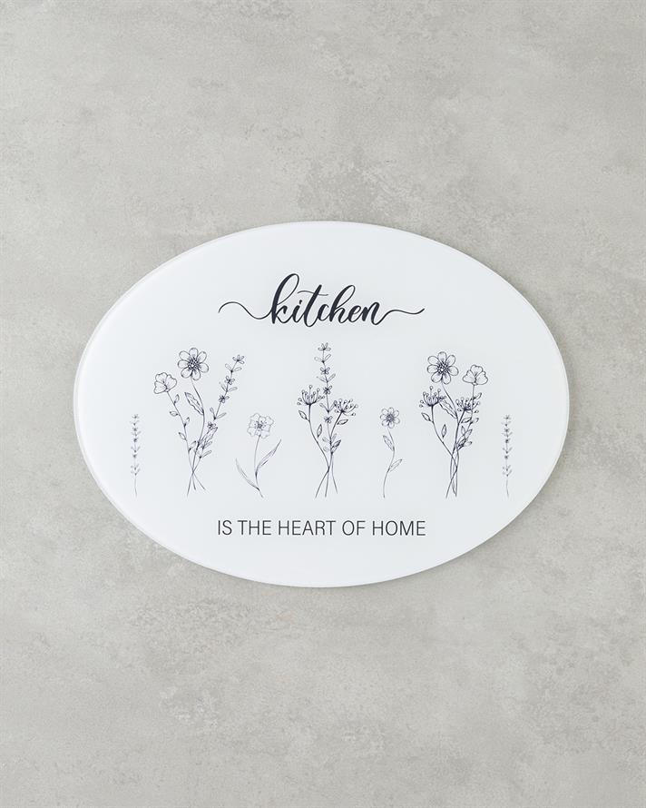 Floral Home Sticlă Placă De Tocat 38x28 cm Alb