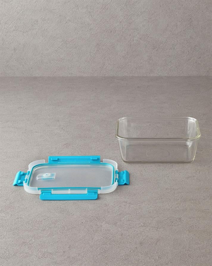 Sticlă Cutie De Depozitare 1450 ml Albastru