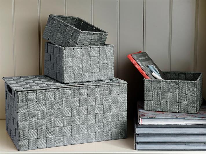 Cos depozitare, Shine, polipropilena, 16x16x9,5 cm, bej inchis