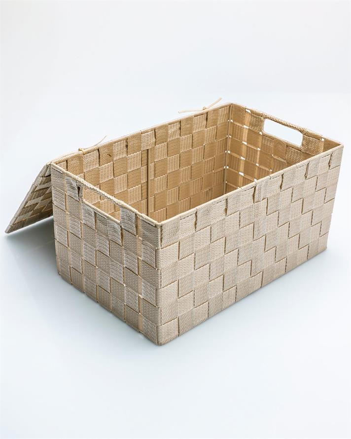 strălucire Polipropilenă Cu Capac Cutie De Depozitare 34 x 22 x 17,5 cm Bej