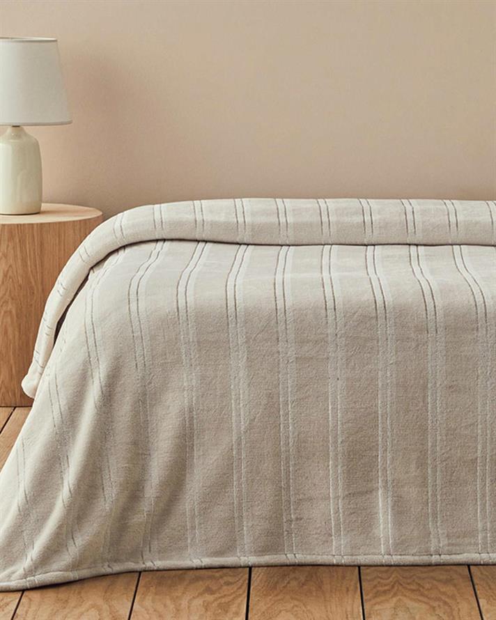 strălucitor Dungat Super Delicat King Size Pătură 220x240 cm Crem.