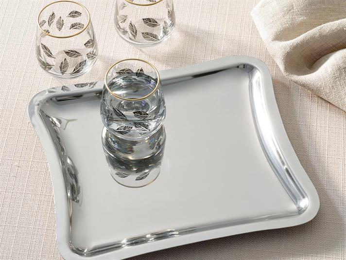 strălucitor Metal Tavă 22x16 cm Silver