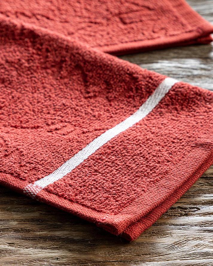 Strip Cotton Drying Cloth 30x50 cm Red