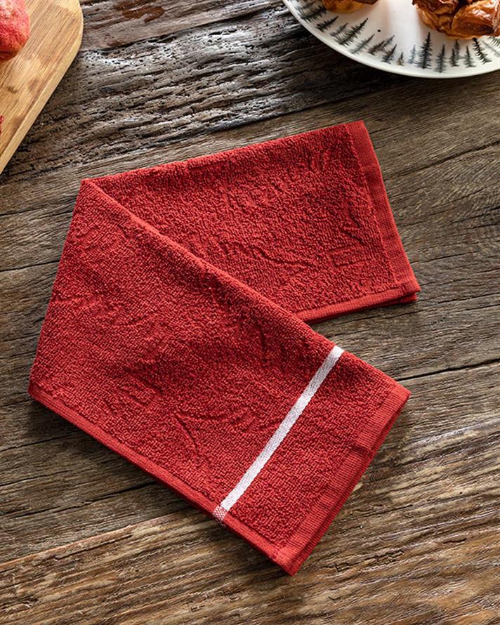 Strip Cotton Drying Cloth 30x50 cm Red