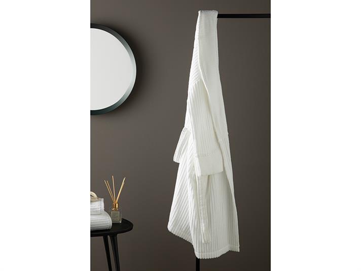 Halat de baie, Strıpe, bumbac, S-M, alb