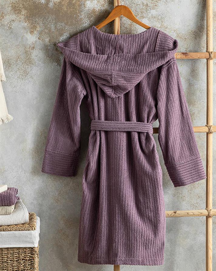 Stripe Halat De Baie Twilled, Bumbac, L-Xl, Alb - Roșu Cărămidă