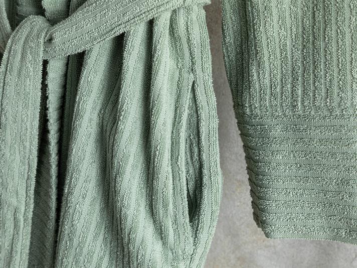 Stripe Halat De Baie Twilled, Bumbac, L-Xl, Albastru Deschis - Roz