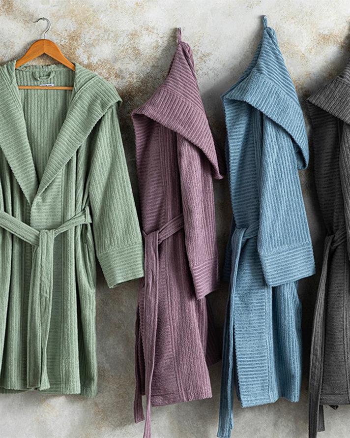 Stripe Halat De Baie Twilled, Bumbac, L-Xl, Alb - Roșu Cărămidă