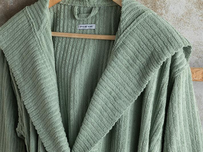 Stripe Halat De Baie Twilled, Bumbac, L-Xl, Albastru Deschis - Roz