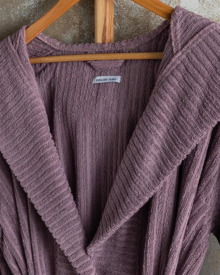 Stripe Halat De Baie Twilled, Bumbac, L-Xl, Alb - Roșu Cărămidă