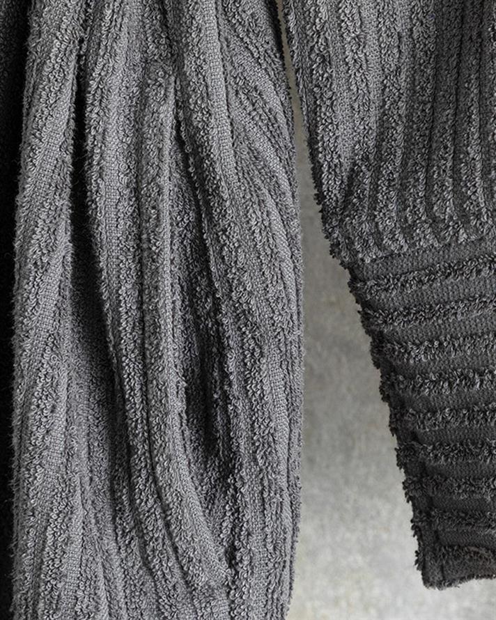 Stripe Halat De Baie Twilled, Bumbac, S-M, Gri Închis