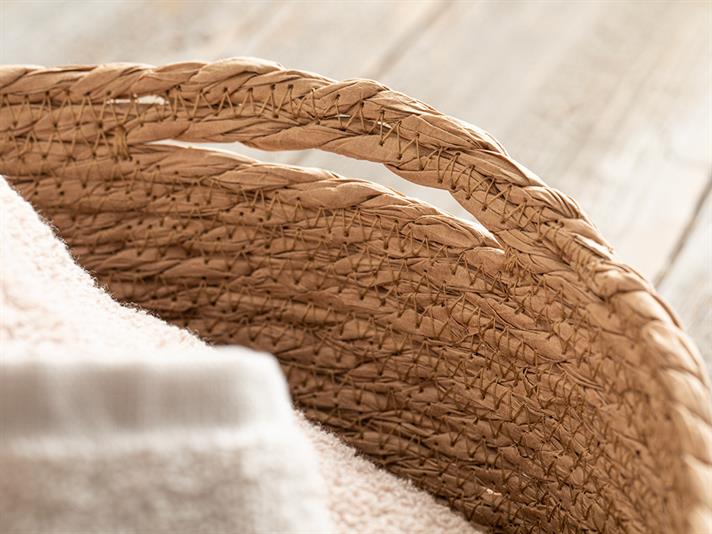 Stripe Wicker Coș, Paie, 37*30*10 Cm, Portocaliu-Galben