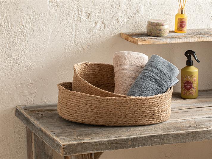 Stripe Wicker Coș, Paie, 37*30*10 Cm, Portocaliu-Galben