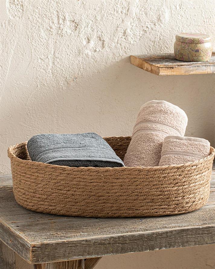 Stripe Wicker Coș, Paie, 46*35*11 Cm, Portocaliu-Galben