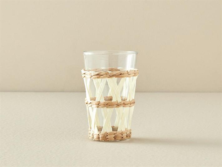 Stripe Wicker Sticlă Cu Răchită Pahar 320 ml Crem.