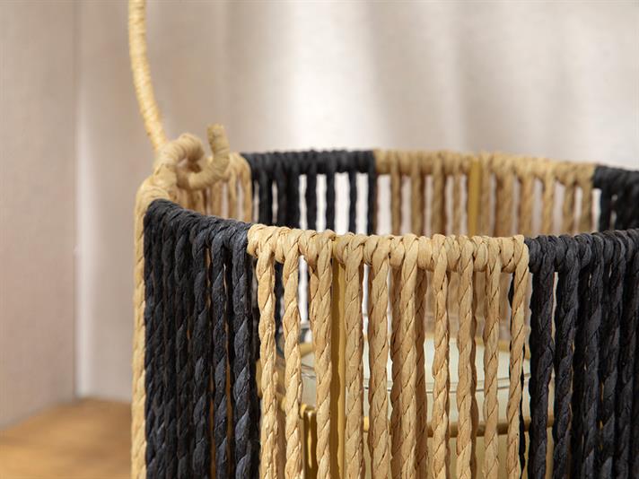 Striped Felinar, Paie, 15*20 Cm, Damson - Albastru Marin