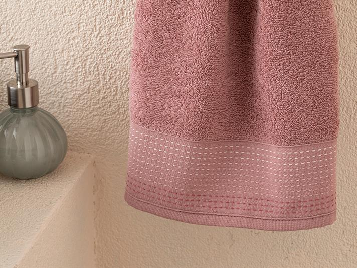 Prosop de fata, Stripes, bumbac, 50x76 cm, roz inchis