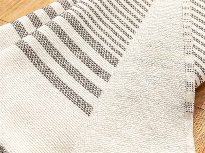 Stripy Cotton Drying Cloth 40x60 cm Anthracite