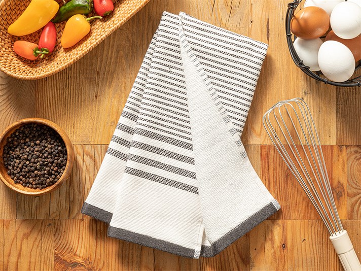 Stripy Cotton Drying Cloth 40x60 cm Anthracite