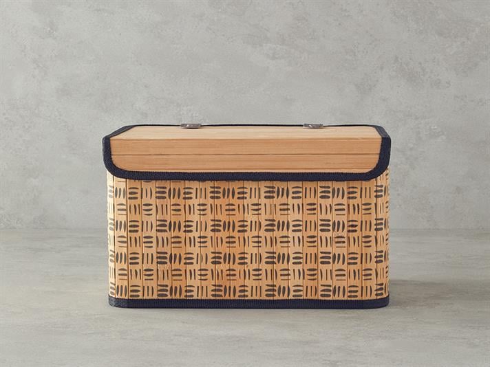 Stripy Bamboo Storage Box 33X23X20 cm Natural