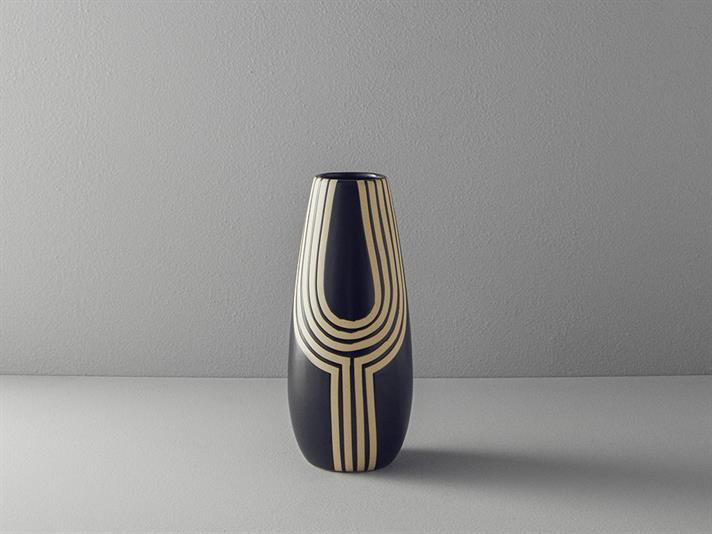 Vază, Stripy, ceramică, 14x14x32 cm, negru