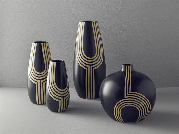 Vază, Stripy, ceramică, 18x18x44 cm, negru