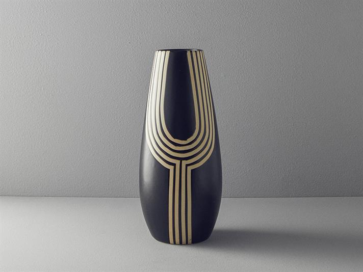 Vază, Stripy, ceramică, 18x18x44 cm, negru