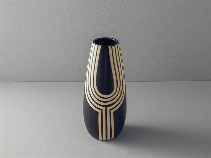 Vază, Stripy, ceramică, 14x14x32 cm, negru