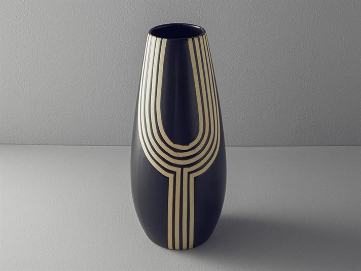 Vază, Stripy, ceramică, 18x18x44 cm, negru