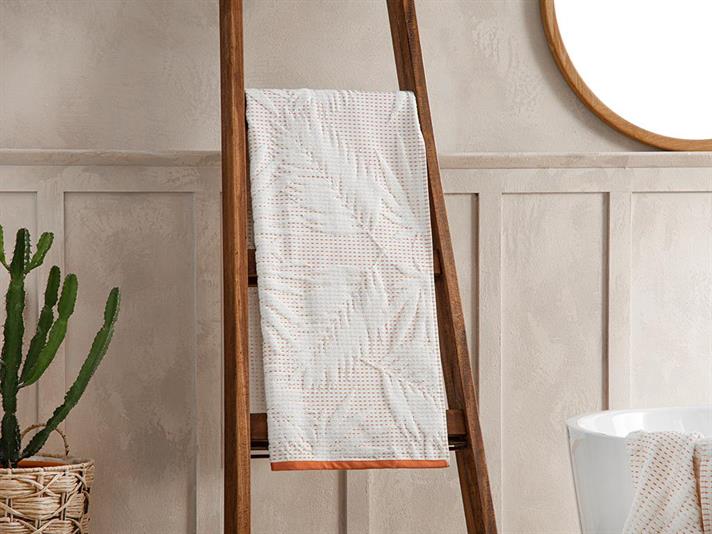 Sukulent Cottony With Jacquard Bath Towel 70x140 cm Ecru - Brick Red
