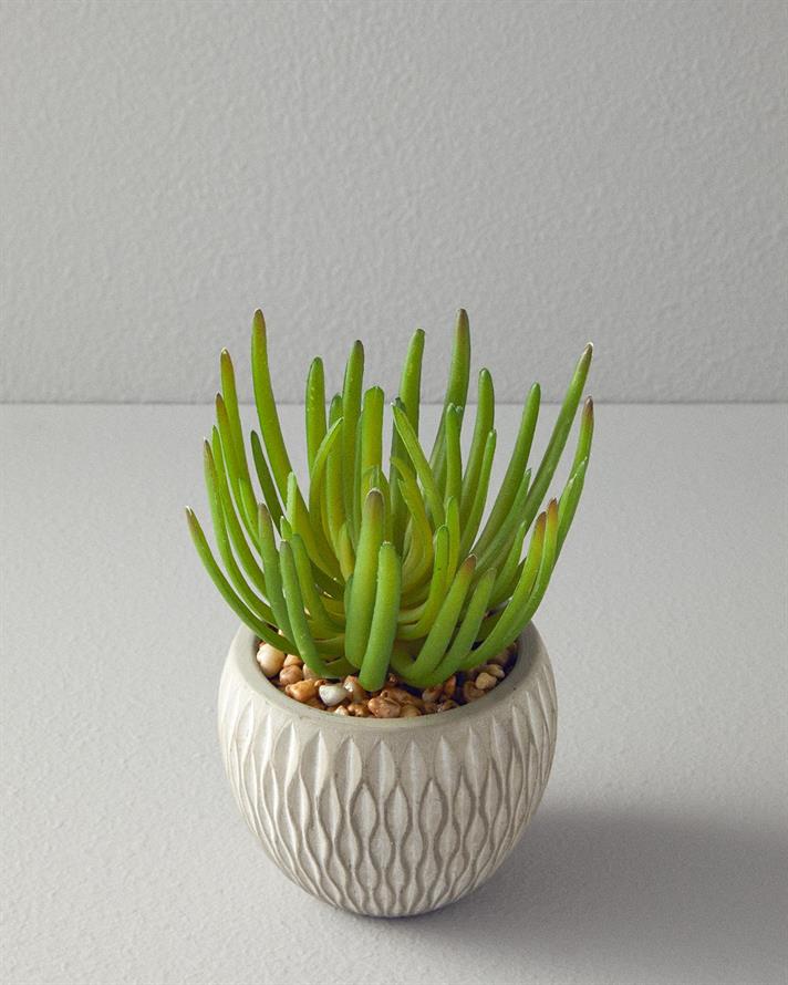Sukulent Artificial Flower with Vase 16,5 cm Gray