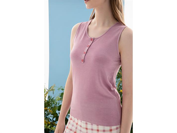 Summer Check Set De Pijamale Damă, Viscoză, L, Bej-İndigo