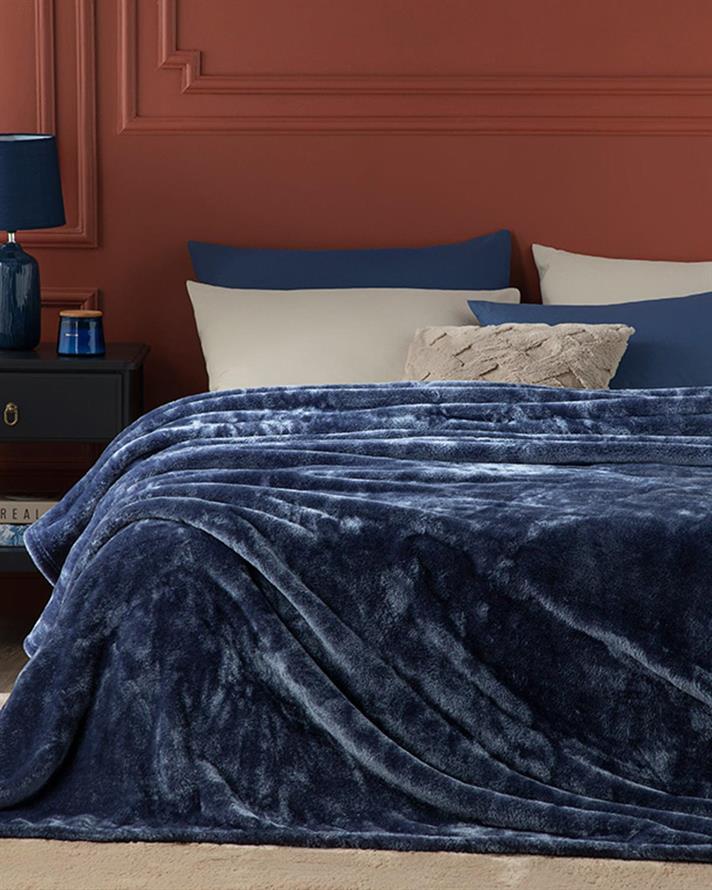 Super Soft Dublu Pătură 200*220 Cm albastru inchis