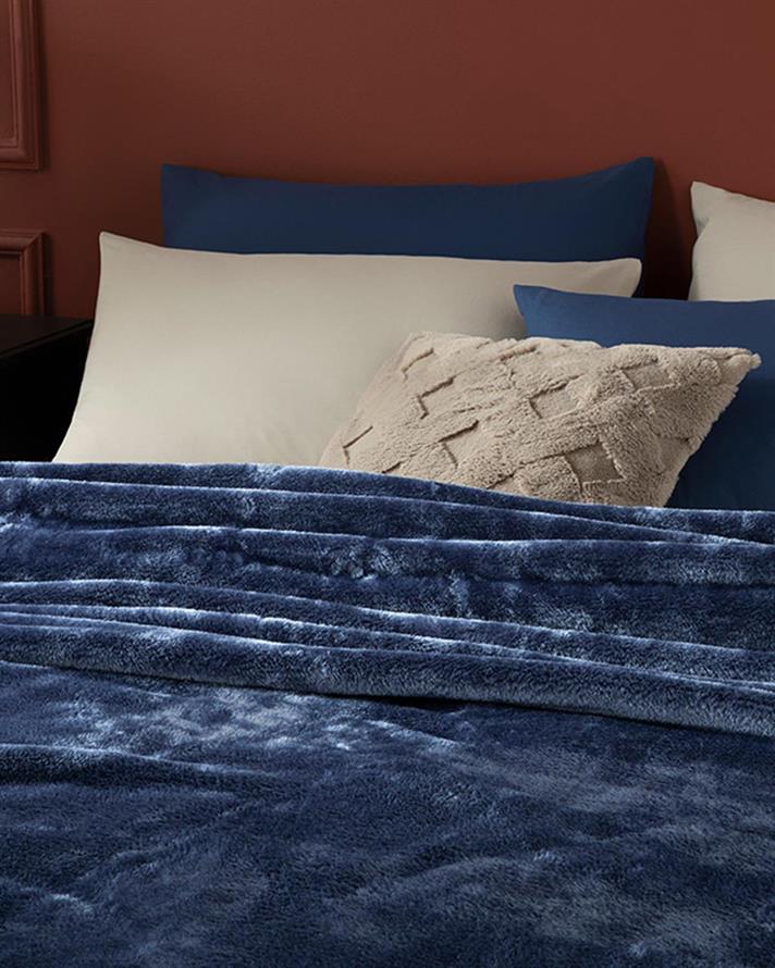 Super Soft Dublu Pătură 200*220 Cm albastru inchis