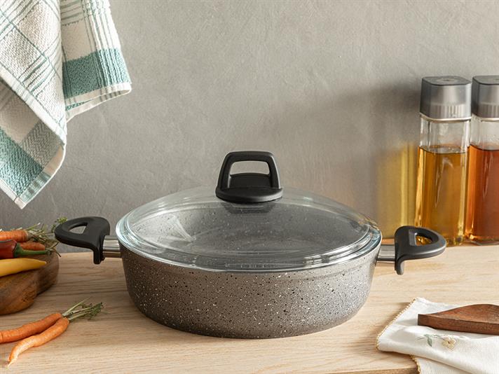 Super Tigaie Antiaderent, Granit, 26 Cm, Albastru İnchis