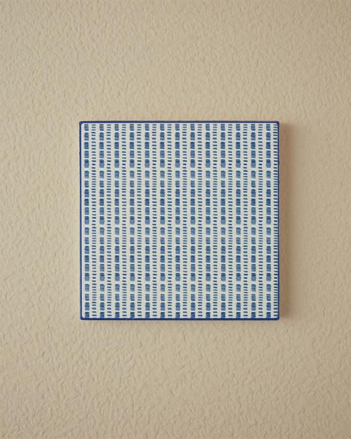 Blue Checked Silicone Hot Mat 16x16 cm Blue