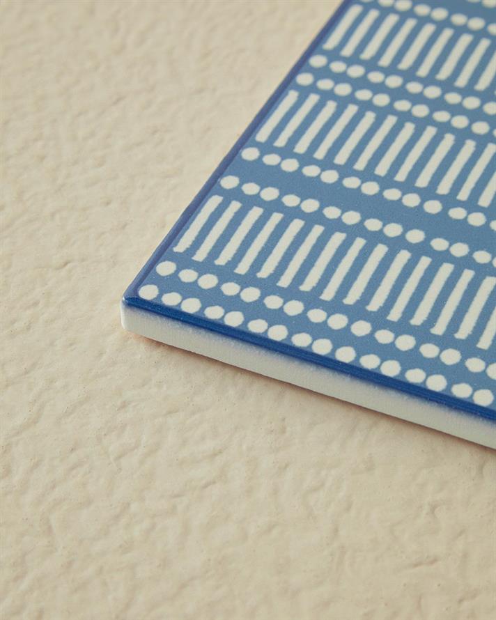 Blue Daisy Ceramic Trivet 16x16 cm Blue