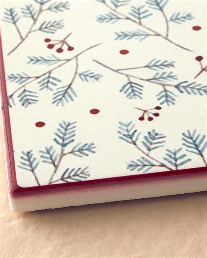 Crispy Flowers Ceramic Hot Mat 16x16 cm Red