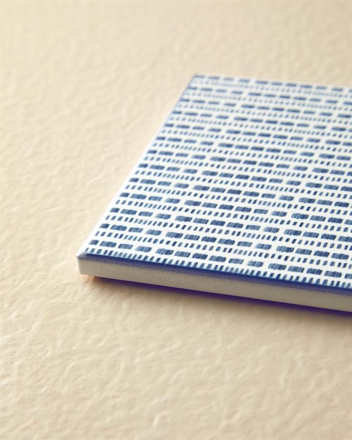 Suport de pahar, Blue Checked, ceramică, 10,8 cm, bleu