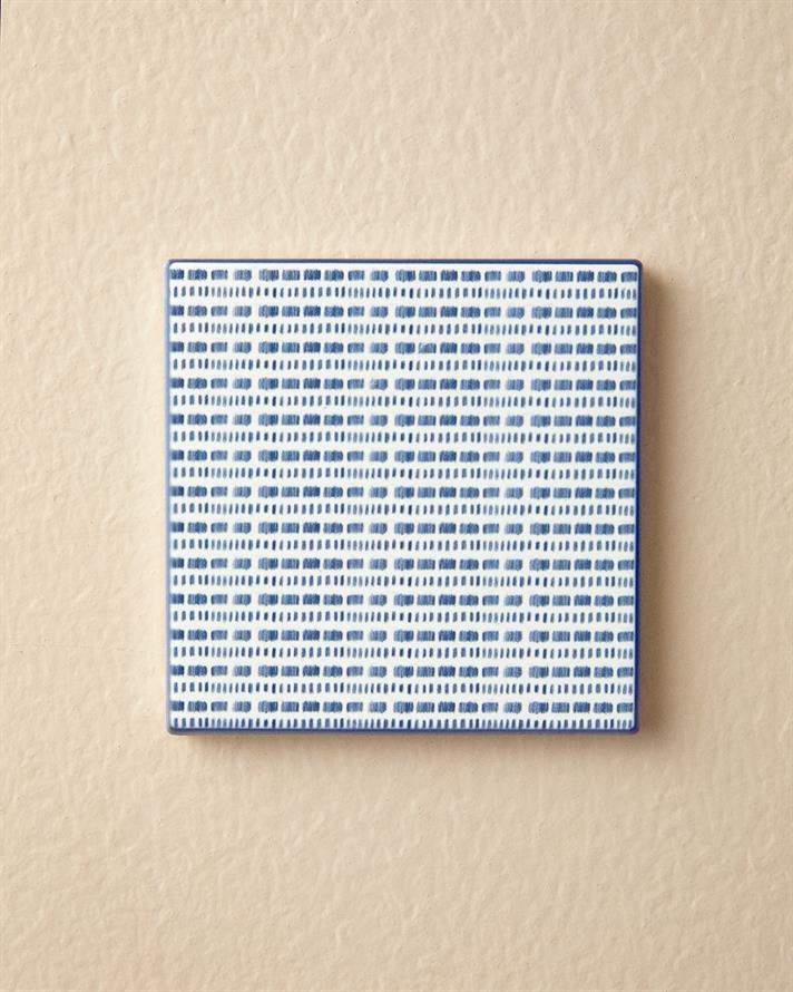 Suport de pahar, Blue Checked, ceramică, 10,8 cm, bleu