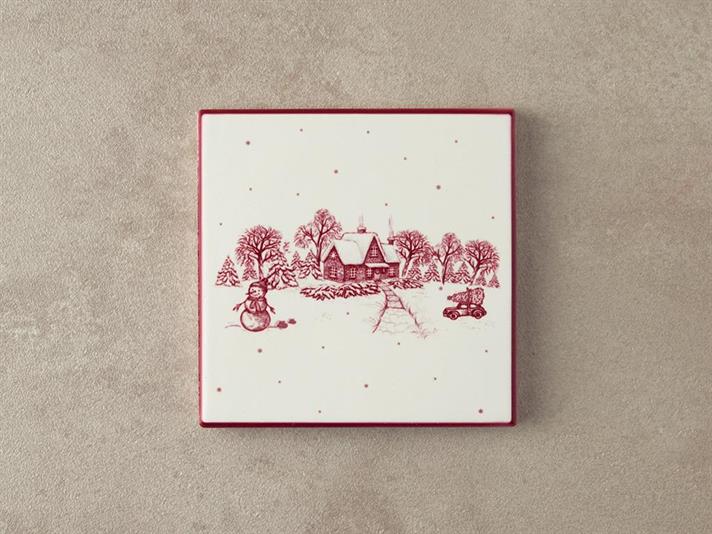 Suport de pahar, Cheerful Pop, ceramică, 10,8 cm, roșu