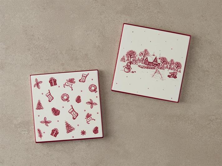 Suport de pahar, Lovely Winter, ceramică, 10,8 cm, roșu