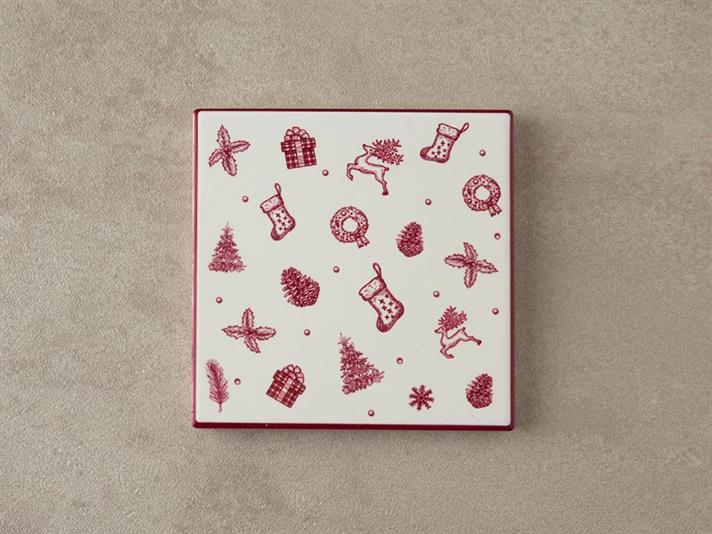 Suport de pahar, Lovely Winter, ceramică, 10,8 cm, roșu