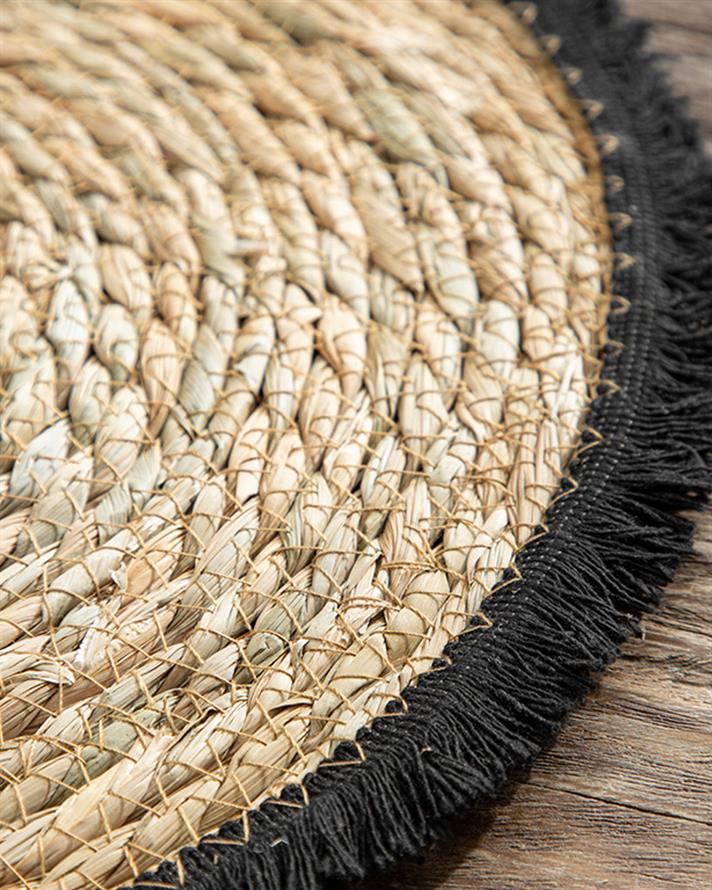 Gronda Straw Place Mat 35 cm Black