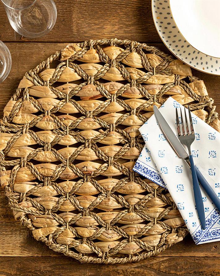 Knit Straw Place Mat 38 cm Beige